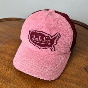 Vintage Deadstock 90s/Y2K Fuzzy Pink Von Dutch Snapback Trucker Hat